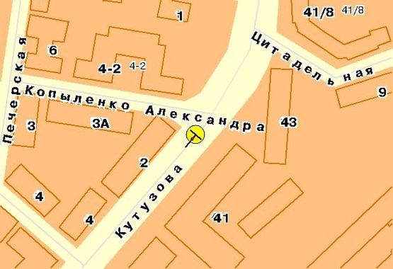 Схема рекламной плоскости по адресу Кутузова ул., на разделителе