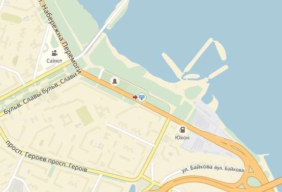 Схема рекламної площини за адресою Набережная Победы ул. 134, из центра