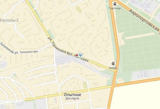 Схема рекламної площини за адресою Паникахи ул. 30, Тополь-3, из центра