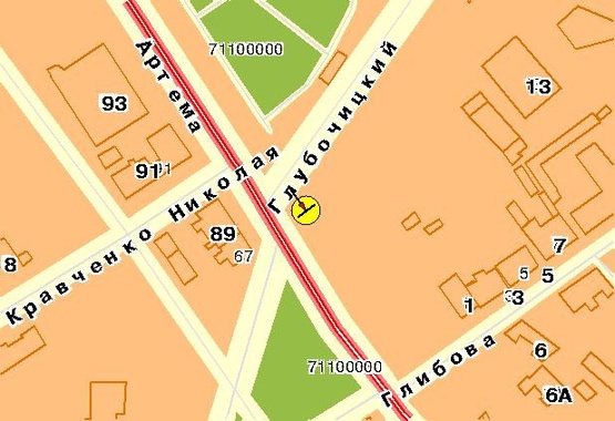 Схема рекламной плоскости по адресу Артема ул. 84, возле ул.Косиора, от Лукьяновской пл., в центр, верхний