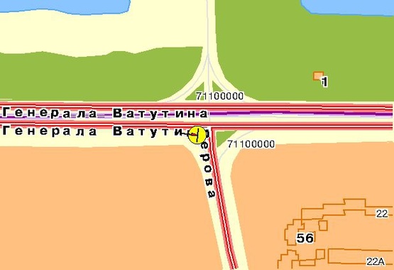 Схема рекламной плоскости по адресу Ватутина пр-т, поворот на б-р Перова, из центра, левая