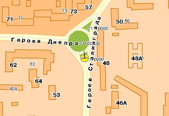 Схема рекламной плоскости по адресу Героев Сталинграда пр-т, возле ул.Героев Днепра, в центр
