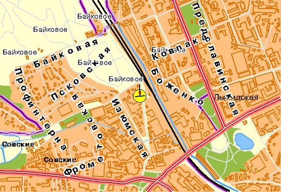 Схема рекламной плоскости по адресу Гринченко Н. ул., 12-й от Протасового Яра, из центра