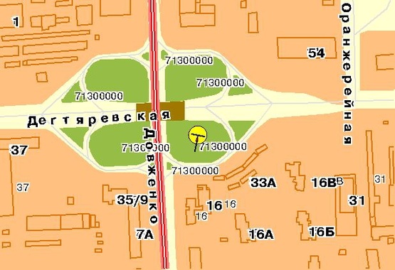 Схема рекламной плоскости по адресу Дегтяревская ул., возле ул.Довженко, развязка, в центр