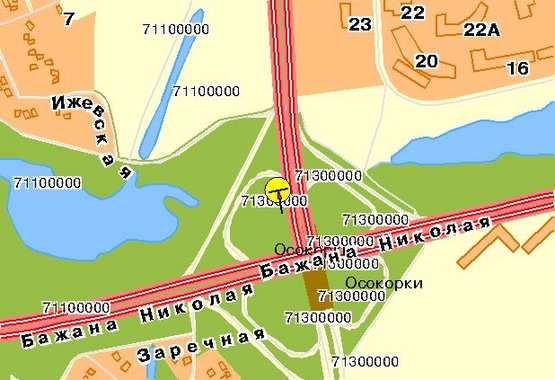 Схема рекламної площини за адресою Днепровская набережная, возле ст.м.Осокорки, сьезд с Днепровской наб.