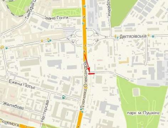 Схема рекламної площини за адресою Довженка ул. 12, от ст.м.Шулявка, в центр