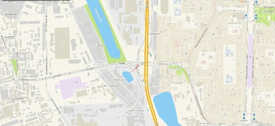 Схема рекламної площини за адресою Луговая ул., Богатырская ул., возле ТЦ Караван, развязка со стороны ул.Богатырской