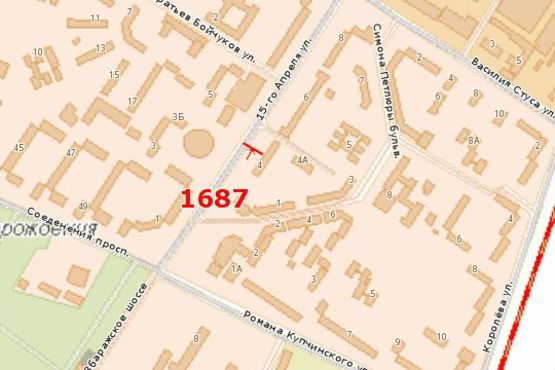 Схема рекламной плоскости по адресу 15-го Квітня вул., 4