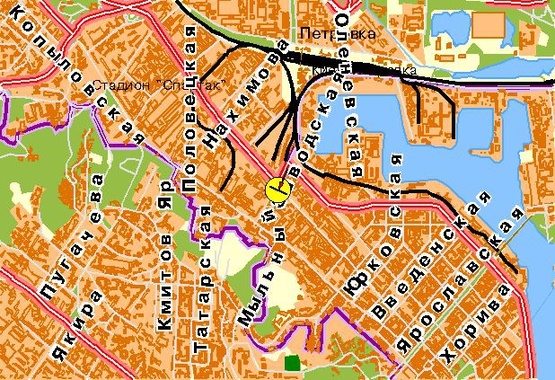 Схема рекламної площини за адресою Межигорская ул., пересечение с ул. Новоконстантиновская, из центра