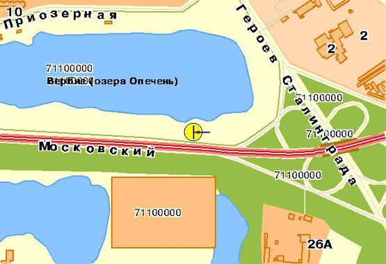 Схема рекламної площини за адресою Московский пр-т, в сторону Петровки, правый, в центр