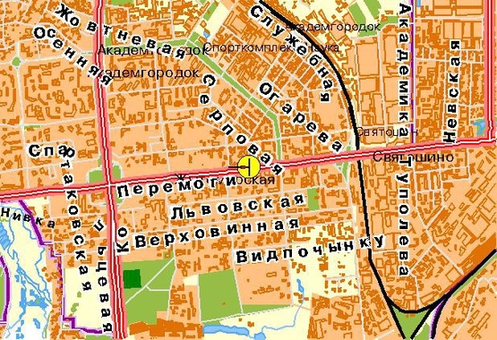 Схема рекламної площини за адресою Победы пр-т 122, от ст.м.Житомирская, в центр