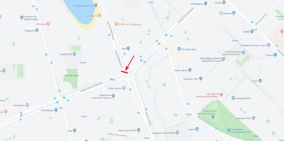 Схема рекламной плоскости по адресу Ревуцкого ул., возле ул.Ахматовой, на клумбе, в сторону пр-та Бажана