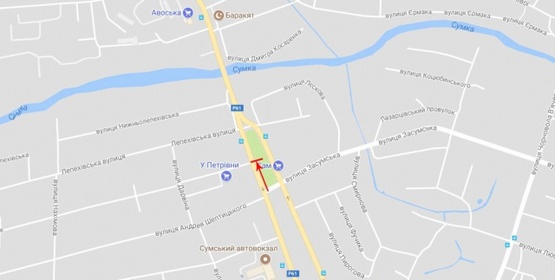 Схема рекламной плоскости по адресу Бандеры Степана ул., возле ул.Засумская