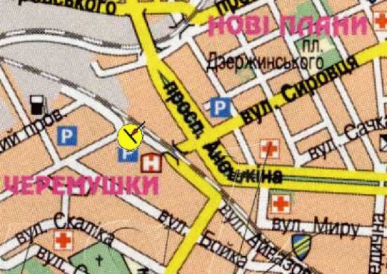 Схема рекламной плоскости по адресу Отель"Заря",пересечение ул.Бурхана,Михаила Драгоманова,Т. Шевченко,в центр