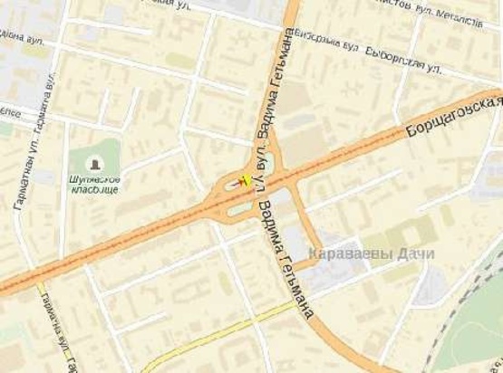 Схема рекламной плоскости по адресу Борщаговская ул., развилка с ул.Индустриальной, к Воздухофлотскому пр-ту