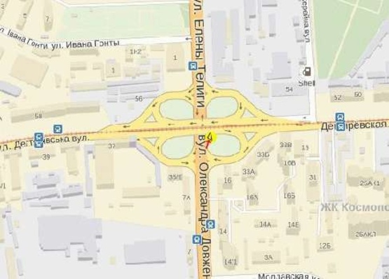 Схема рекламной плоскости по адресу Довженка ул.16, развязка с ул.Дегтяревской 1, со стороны ст.м.Шулявка