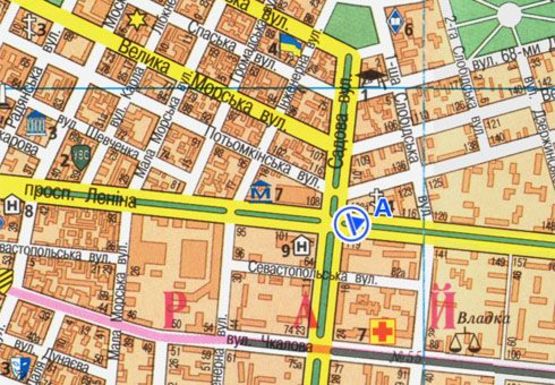 Схема рекламної площини за адресою Центральный пр. - Садовая ул.