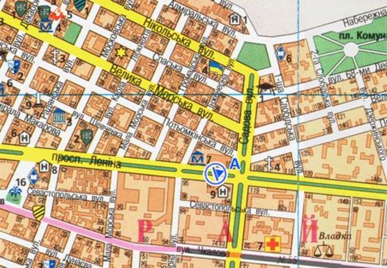 Схема рекламної площини за адресою Центральный пр. - Садовая ул.