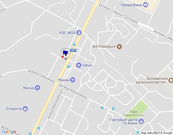 Схема рекламной плоскости по адресу м.Бровари, вул.Київська, напроти ринку СБС