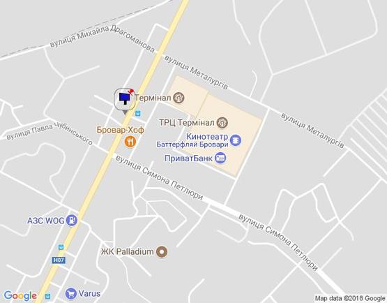 Схема рекламной плоскости по адресу м.Бровари, вул.Київська, напроти ТРК Термінал