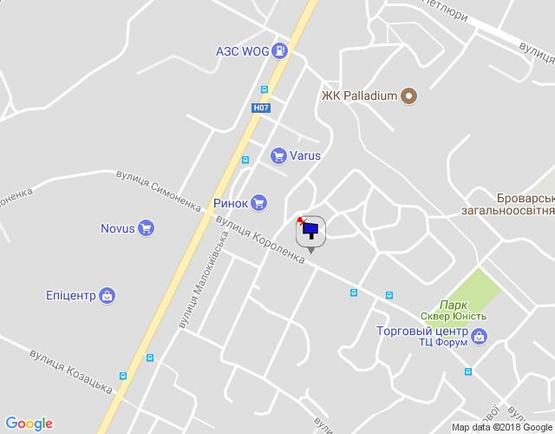 Схема рекламной плоскости по адресу м.Бровари, вул.Короленко, 68, 100м до вул.Київської, ринок