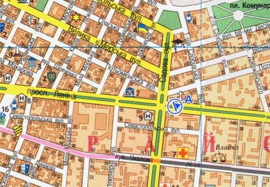 Схема рекламної площини за адресою Центральный пр. - Садовая ул.