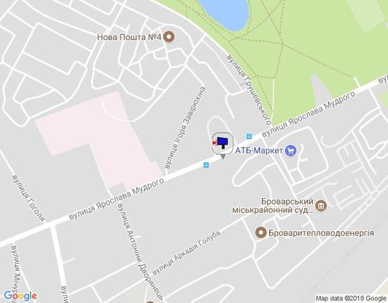 Схема рекламної площини за адресою м.Бровары, вул.Я. Мудрого, 84-86