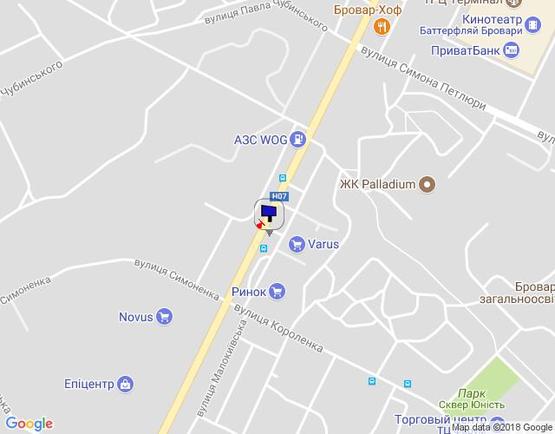 Схема рекламної площини за адресою м.Бровари, вул.Київська, зупинка, заїзд на ринок СБС