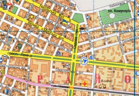 Схема рекламної площини за адресою Центральный пр. - Садовая ул.