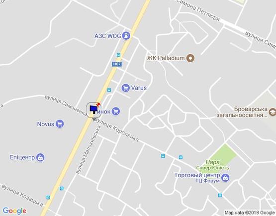 Схема рекламной плоскости по адресу м.Бровари, вул.Київська перетин з вул. Короленко (Епіцентр)