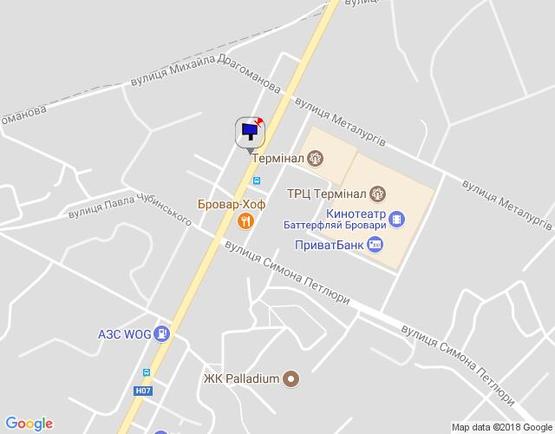 Схема рекламной плоскости по адресу м.Бровари, вул.Київська, напроти ТРК Термінал, напроти АЗК КЛО