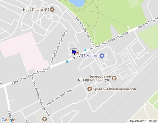 Схема рекламной плоскости по адресу м.Бровары, вул.Я. Мудрого, 84-86
