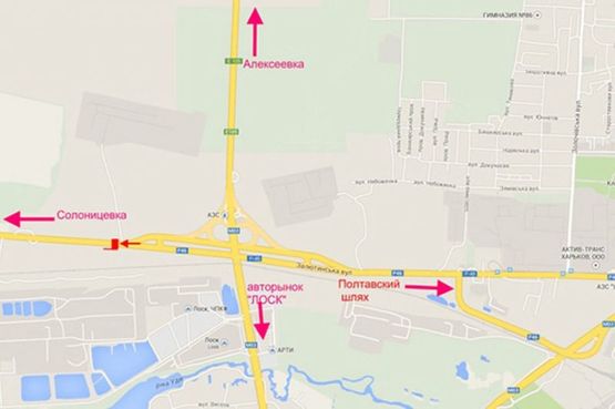 Схема рекламної площини за адресою ул.Залютинская -развязка с окружной выезд из города в ст. Солоницевки