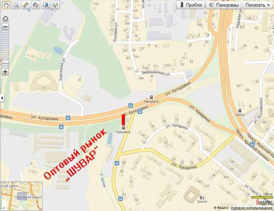 Схема рекламной плоскости по адресу Хуторівка (гуртовий ринок Шувар) на Сихів