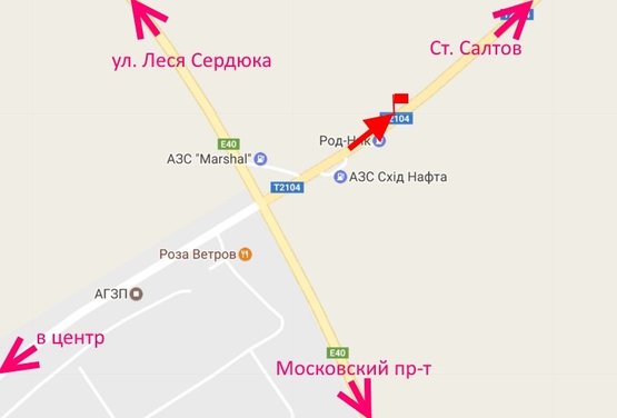 Схема рекламної площини за адресою Салтовское шоссе -развязка с окружной-АЗС Родник-2- выезд из города в ст. Ст. Салтова