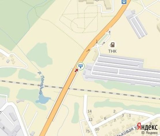 Схема рекламної площини за адресою Ковпака ул. (200 м. к ул. Веретеновская, перед АЗС "ТНК")