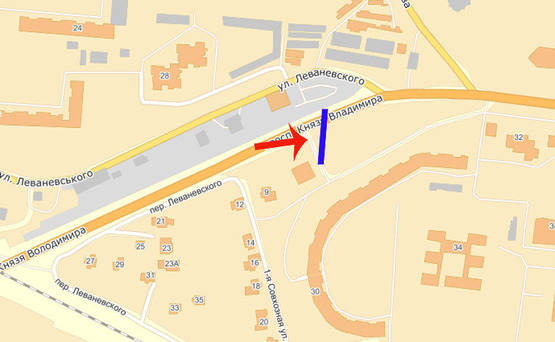 Схема рекламной плоскости по адресу Б.Церковь ул.Леваневского (дом культуры "Шинник") (А)