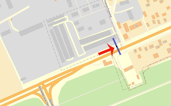 Схема рекламной плоскости по адресу Бровары Киевская 1 (В)/ул.С.Есенина - из Киева/АЗС КЛО