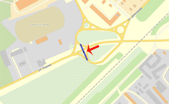 Схема рекламной плоскости по адресу Бровары Гагарина/Кирова/Кутузова (В) - на Киев