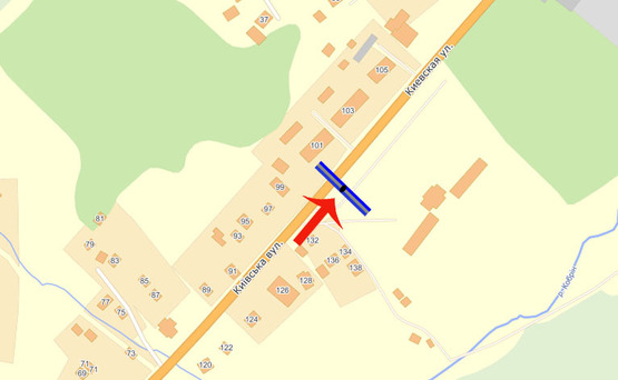 Схема рекламной плоскости по адресу Обухов Киевская (возле стадиона) (А)