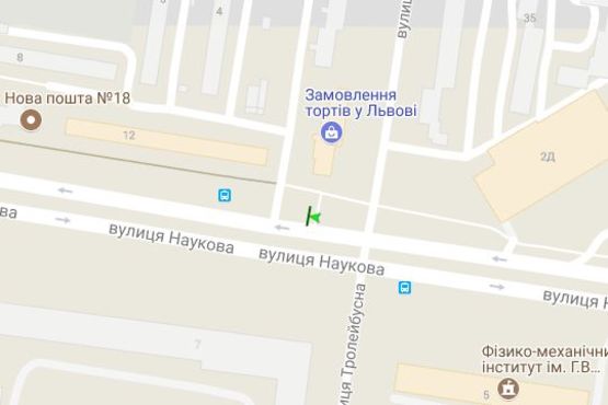 Схема рекламной плоскости по адресу Наукова вул. - Тролейбусна вул. (призма)