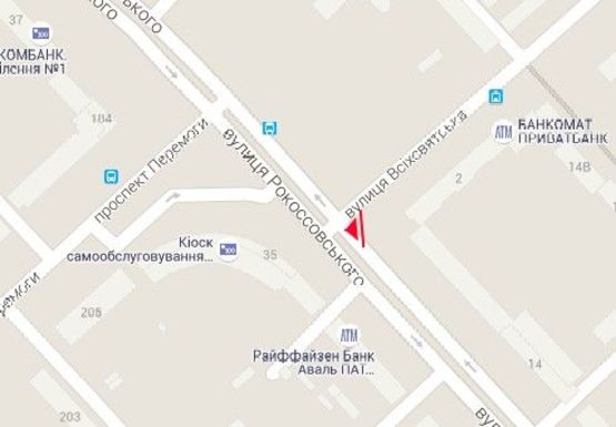 Схема рекламной плоскости по адресу Рокосовского ул. - Всехсвятской ул.