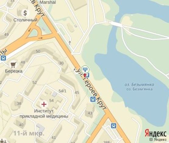 Схема рекламной плоскости по адресу Героев Крут ул., 30 (напротив) (перед АЗС "Укрнафта",300 м.до "Эпицентра")