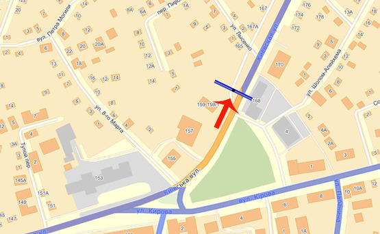 Схема рекламної площини за адресою Бровары ул.Киевская,161(В3) из Киева/призма/УкрСиб банк