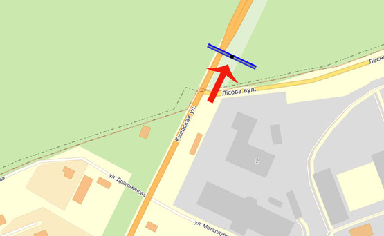 Схема рекламной плоскости по адресу Бровары/выезд на Черниговское напр./400м после "Терминала" (А) - из Киева