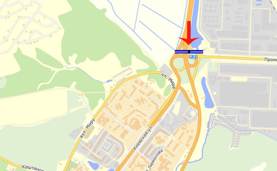 Схема рекламной плоскости по адресу Обухов/бумажный комбинат (В) на Обухов,Украинку