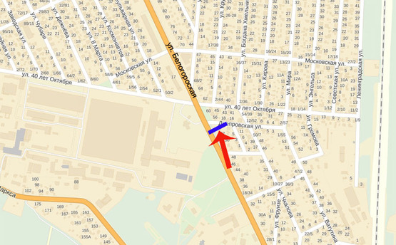 Схема рекламной плоскости по адресу Боярка ул Белогородская 54 (А) - на Вишневе,Киев