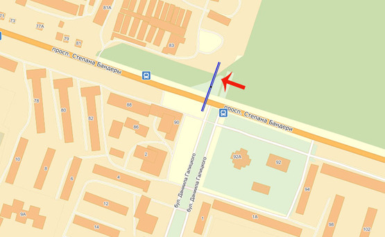 Схема рекламної площини за адресою ул.Степана Бандеры (А) -правый