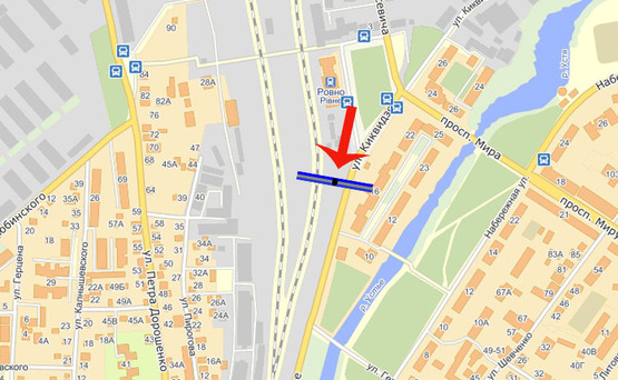 Схема рекламной плоскости по адресу ул.Киквидзе/ж/д вокзал (А)