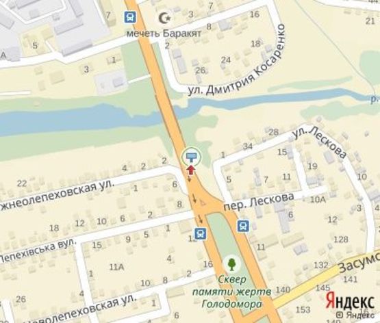 Схема рекламной плоскости по адресу Бандери С. ул., - Нижнеолепеховская ул. (мост) из центра